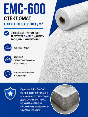 Стекломат ЕМС 600 - 3 метра (100 х 125 см)